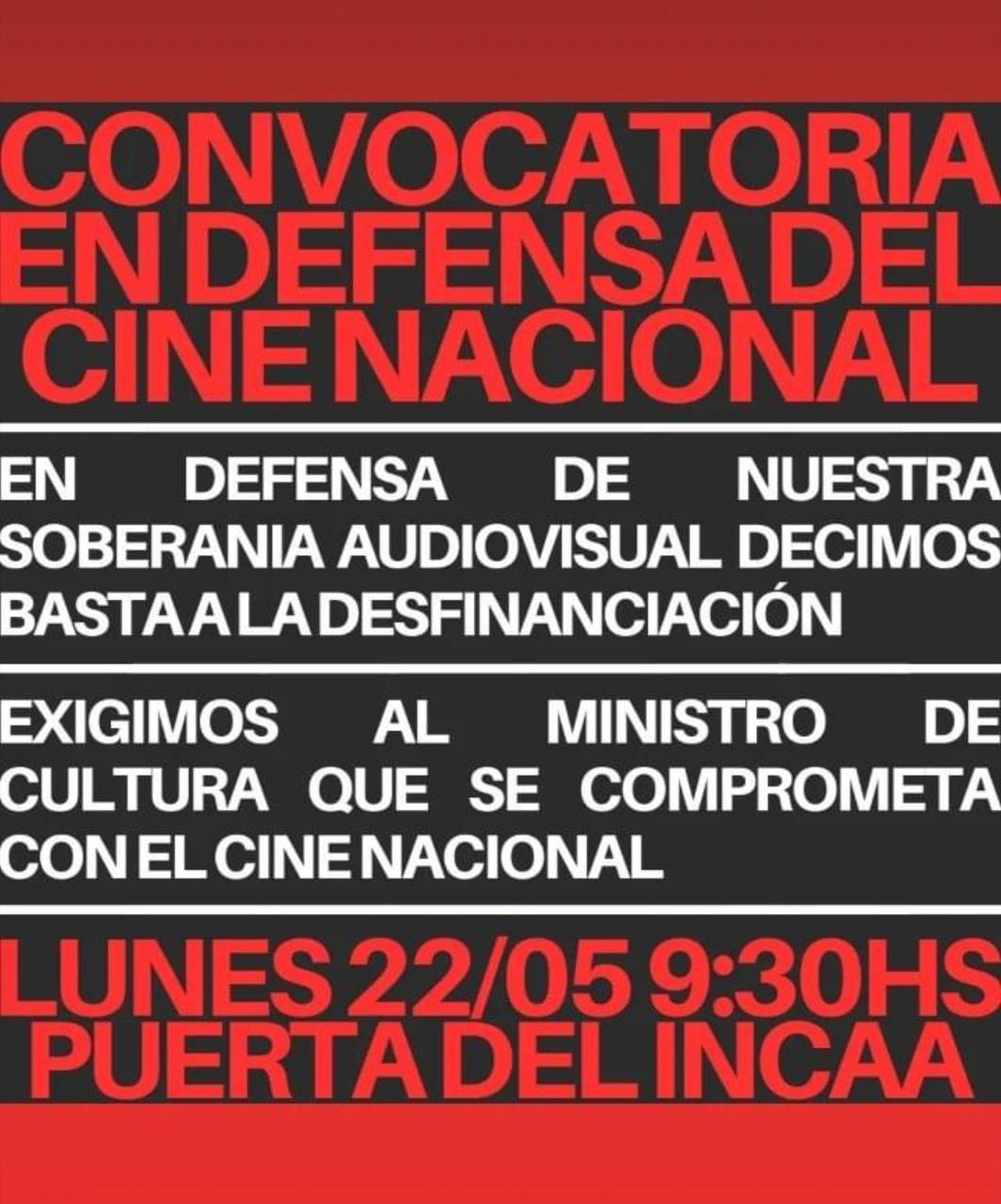 poster de la convocatoria en defensa del cine nacional
